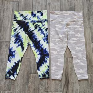 Athleta Elation 7/8 High Rise Tights Womens 1X Lot of 2 Tie Dye Camo Powervita